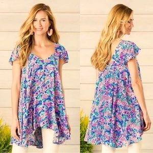 Matilda Jane Adventure Begins In The Maze Trapeze Top Women's Size‎ Small Floral